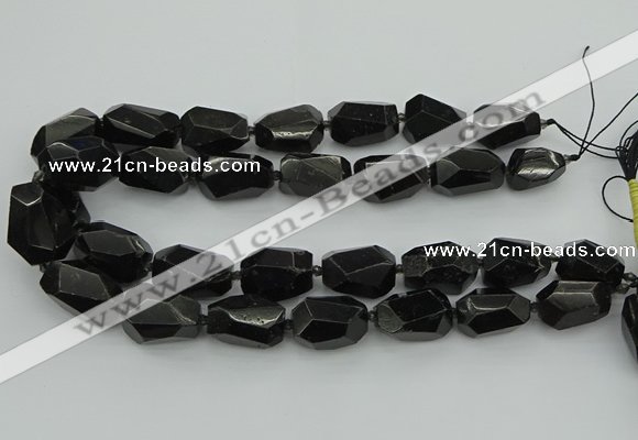 CNG5395 12*16mm - 15*25mm faceted nuggets black tourmaline beads