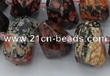 CNG5415 12*16mm - 15*20mm faceted nuggets red snowflake obsidian beads