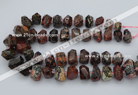 CNG5415 12*16mm - 15*20mm faceted nuggets red snowflake obsidian beads