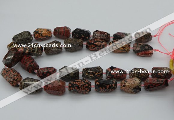 CNG5416 12*16mm - 15*25mm faceted nuggets red snowflake obsidian beads