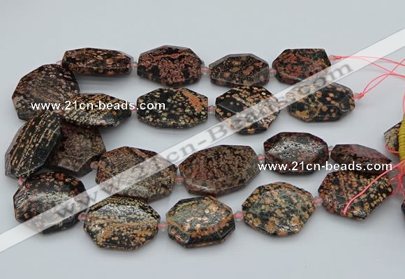 CNG5417 20*30mm - 35*45mm faceted freeform red snowflake obsidian beads