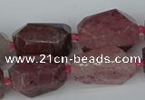 CNG5442 12*16mm - 15*25mm faceted nuggets strawberry quartz beads