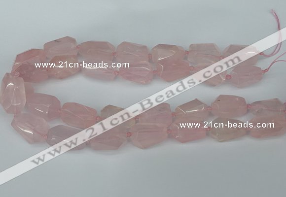 CNG5444 12*16mm - 15*25mm faceted nuggets rose quartz beads