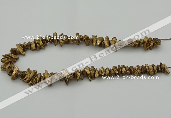 CNG5463 15.5 inches 6*10mm - 8*20mm nuggets plated quartz beads