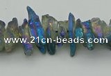 CNG5467 15.5 inches 6*10mm - 8*20mm nuggets plated quartz beads