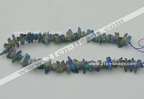 CNG5467 15.5 inches 6*10mm - 8*20mm nuggets plated quartz beads