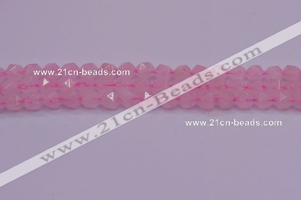 CNG5483 15.5 inches 10mm faceted nuggets rose quartz beads