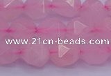 CNG5484 15.5 inches 12mm faceted nuggets rose quartz beads