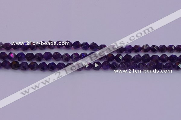 CNG5491 15.5 inches 6mm faceted nuggets amethyst gemstone beads