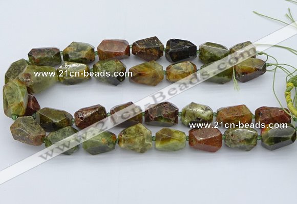 CNG5511 12*16mm - 15*25mm faceted nuggets green garnet beads