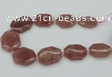 CNG5515 20*30mm - 35*45mm faceted freeform strawberry quartz beads