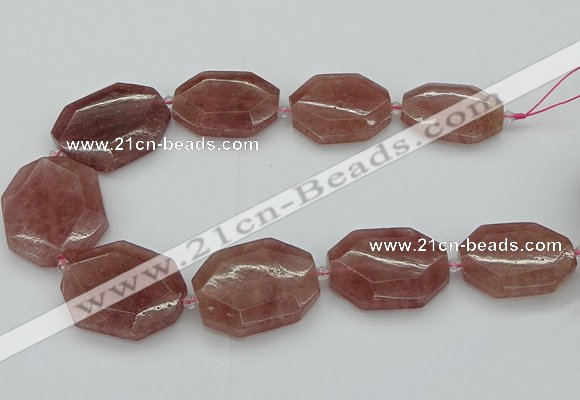 CNG5515 20*30mm - 35*45mm faceted freeform strawberry quartz beads