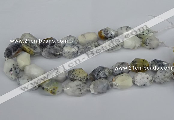 CNG5521 12*16mm - 15*25mm faceted nuggets white opal gemstone beads