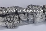 CNG5541 15.5 inches 10*14mm - 12*16mm nuggets grey picture jasper beads