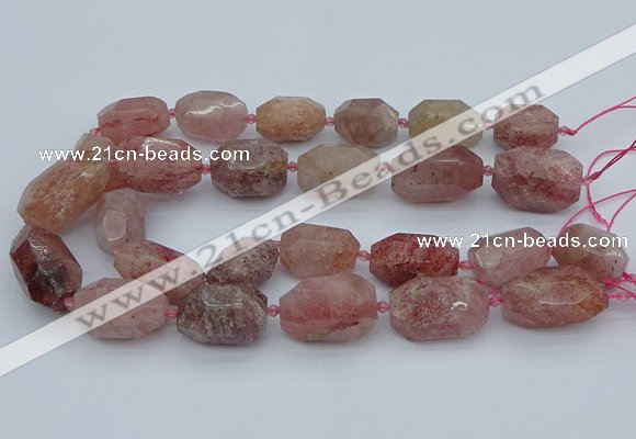 CNG5552 15*20mm - 18*28mm faceted nuggets strawberry quartz beads