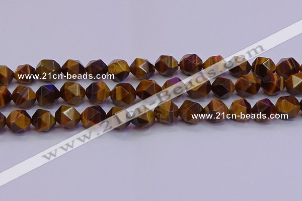 CNG5579 15.5 inches 12mm faceted nuggets yellow tiger eye beads