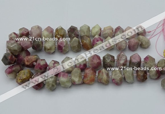 CNG5583 12*16mm - 15*20mm faceted nuggets pink tourmaline beads