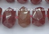 CNG5584 12*16mm - 15*20mm faceted nuggets strawberry quartz beads