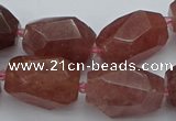 CNG5585 12*16mm - 15*25mm faceted nuggets strawberry quartz beads