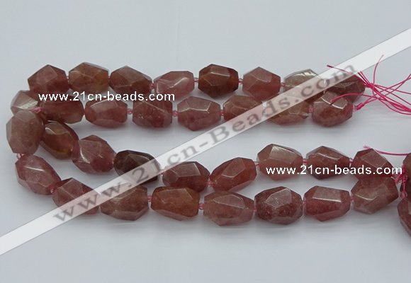 CNG5585 12*16mm - 15*25mm faceted nuggets strawberry quartz beads