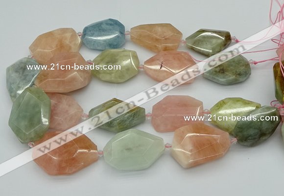 CNG5592 15.5 inches 25*35mm - 30*40mm faceted freeform morganite beads