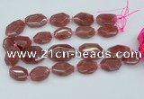 CNG5594 20*25mm - 25*35mm faceted freeform strawberry quartz beads