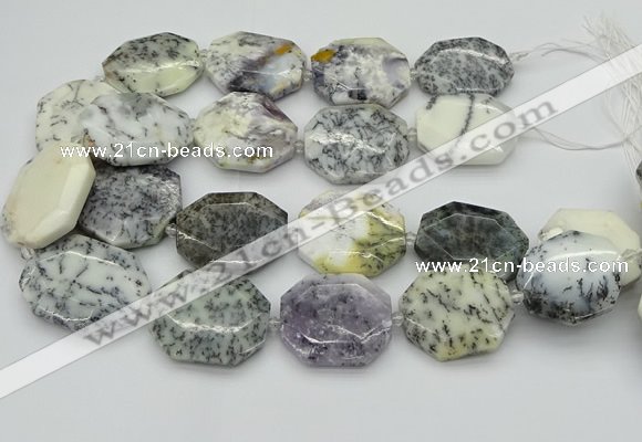 CNG5598 20*30mm - 35*45mm faceted freeform white opal gemstone beads
