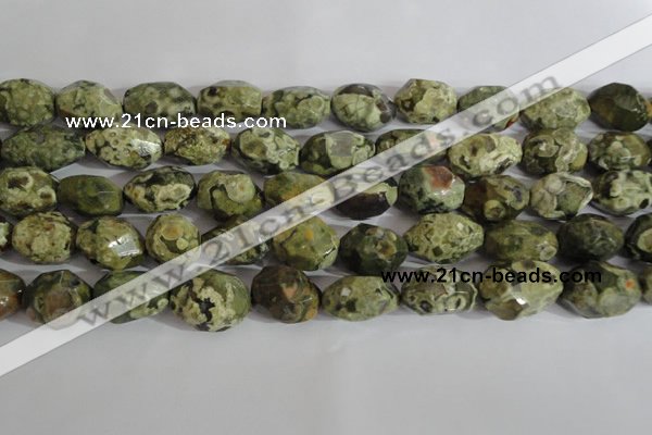 CNG560 15.5 inches 14*20mm faceted nuggets rhyolite gemstone beads