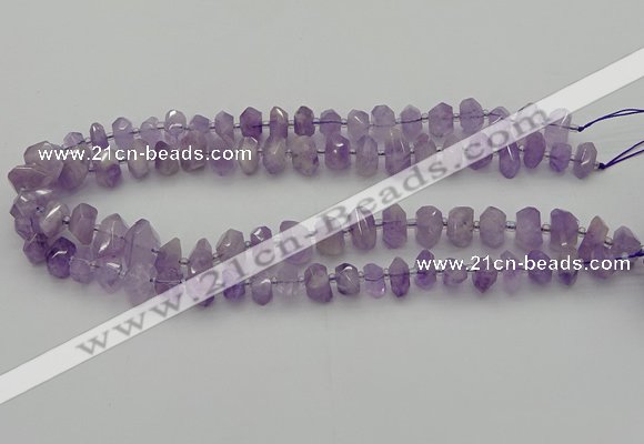 CNG5601 6*16mm - 8*18mm faceted nuggets lavender amethyst beads