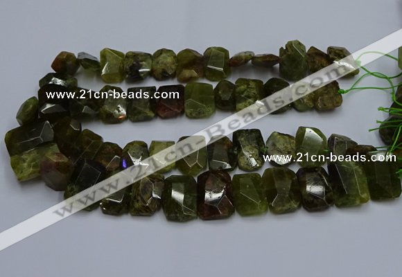 CNG5624 15.5 inches 15*20mm - 18*25mm faceted freeform green garnet beads