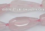 CNG5630 15.5 inches 15*35mm - 18*45mm faceted teardrop rose quartz beads