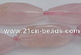 CNG5631 15.5 inches 15*35mm - 18*40mm faceted rice rose quartz beads