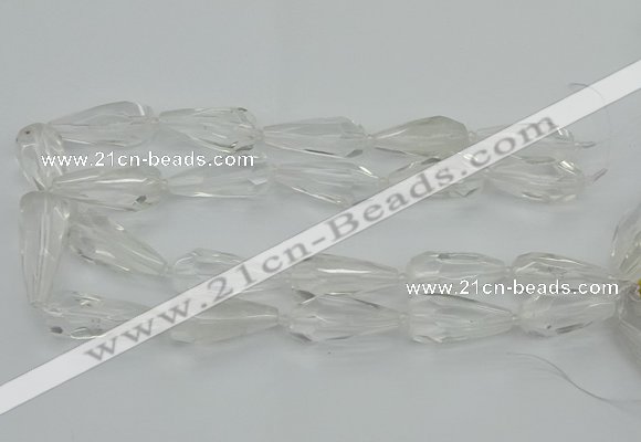 CNG5646 15*35mm - 18*45mm faceted teardrop white crystal beads