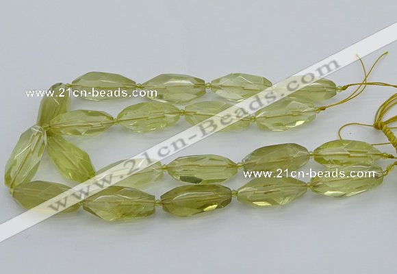 CNG5649 15.5 inches 15*35mm - 18*40mm faceted rice lemon quartz beads