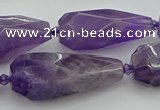 CNG5652 15.5 inches 15*35mm - 18*45mm faceted teardrop amethyst beads