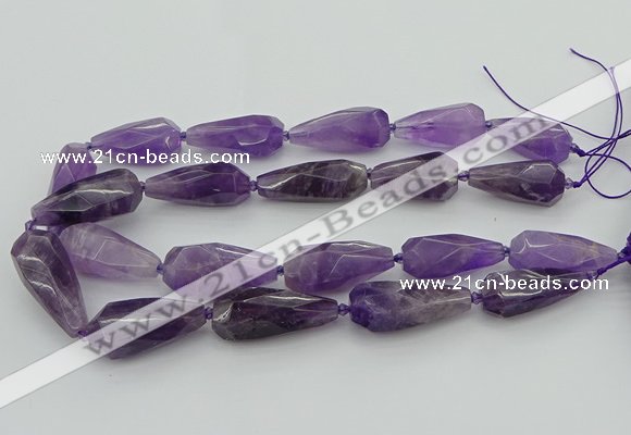 CNG5652 15.5 inches 15*35mm - 18*45mm faceted teardrop amethyst beads