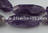 CNG5653 15.5 inches 15*35mm - 18*40mm faceted rice amethyst beads