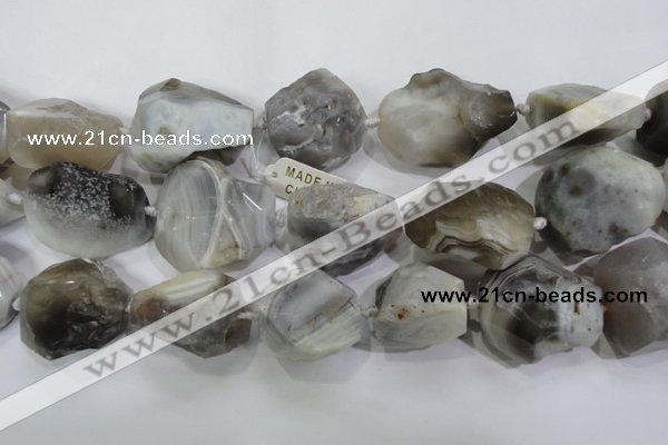 CNG566 28*30mm - 30*40mm faceted nuggets botswana agate beads