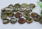 CNG5670 15.5 inches 25*35mm - 35*40mm faceted freeform green garnet beads