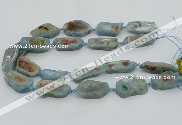 CNG5672 15.5 inches 15*35mm - 20*40mm freeform aquamarine beads