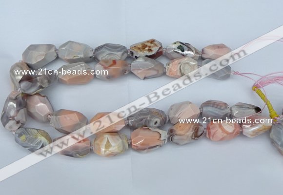 CNG5683 12*16mm - 18*25mm faceted nuggets pink botswana agate beads