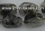 CNG5695 12*16mm - 15*25mm faceted nuggets black rutilated quartz beads