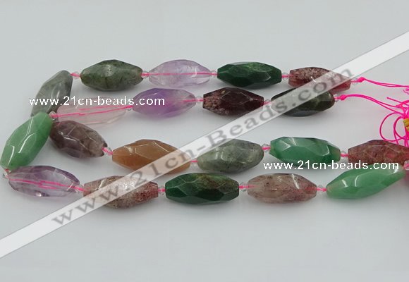 CNG5740 15*35mm - 18*40mm faceted rice mixed gemstone beads