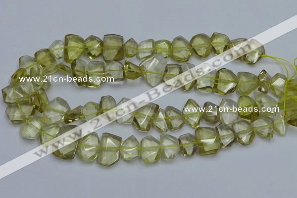 CNG5773 15.5 inches 12*16mm - 15*20mm faceted freeform lemon quartz beads