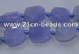 CNG5775 10*12mm - 10*14mm faceted freeform blue lace agate beads