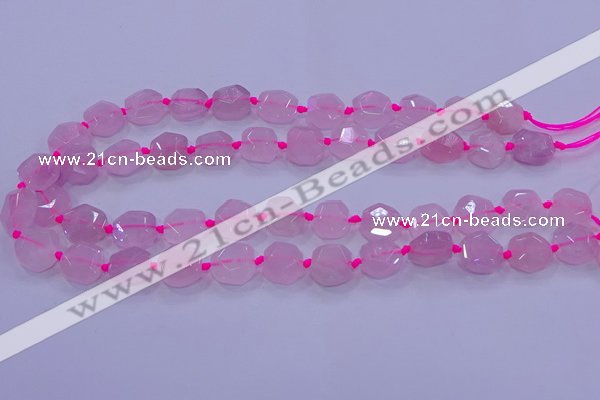 CNG5784 10*12mm - 10*14mm faceted freeform rose quartz beads