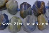 CNG5797 12*16mm - 13*18mm faceted nuggets blue calcite beads