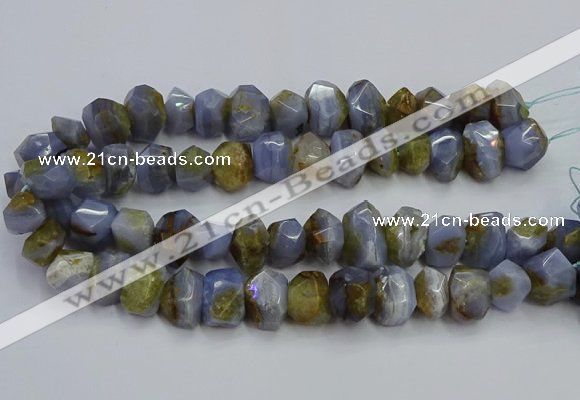 CNG5800 12*16mm - 13*18mm faceted nuggets blue lace agate beads