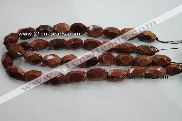 CNG581 15.5 inches 13*22mm faceted nuggets goldstone beads