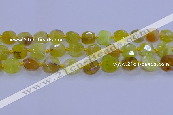 CNG5811 15.5 inches 10*12mm - 10*14mm faceted freeform yellow opal beads